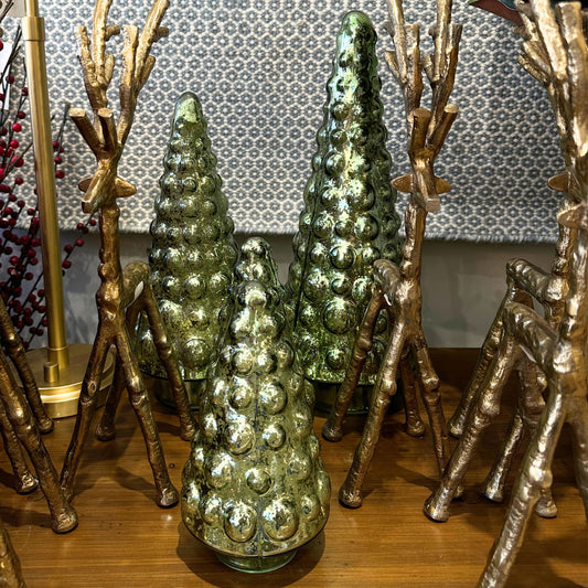 Dot Embossed Green Mercury Glass Tree Objects & Accents 