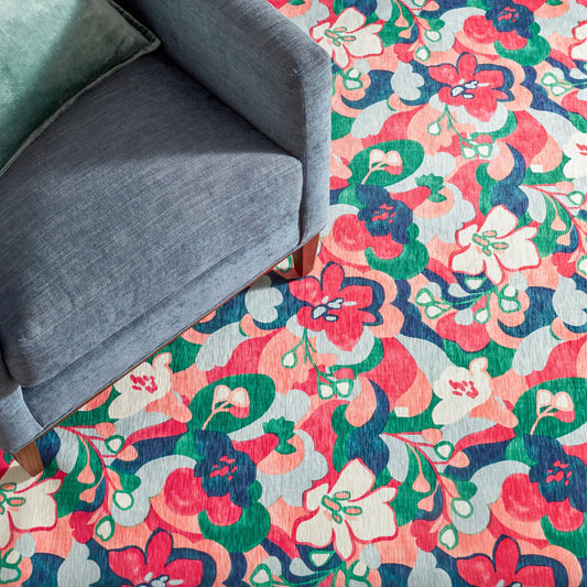 Dreamy Daisies Multi Machine Washable Rug WASHABLE 