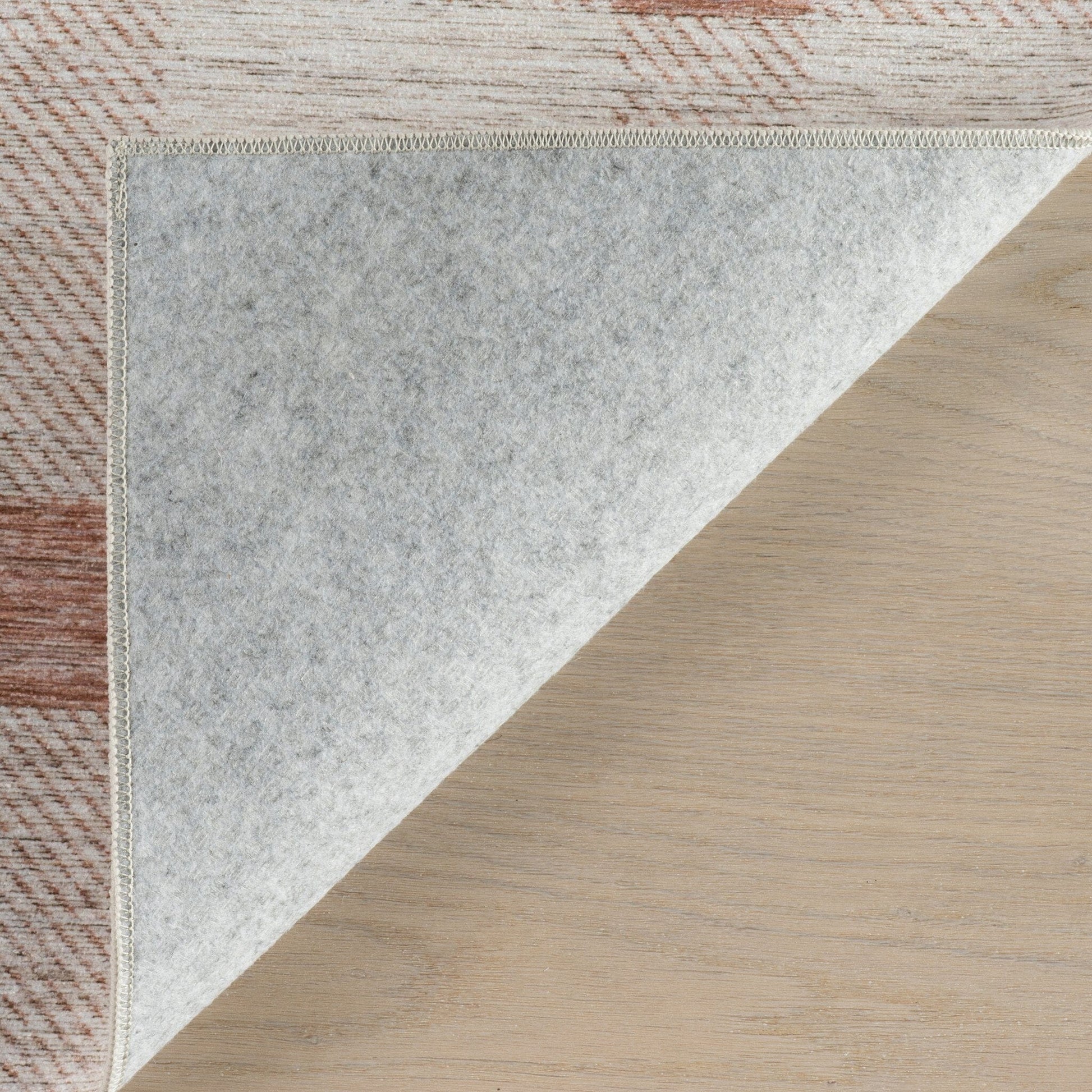 Elenica Peach Modern Plaid Machine Washable Rug Rugs 
