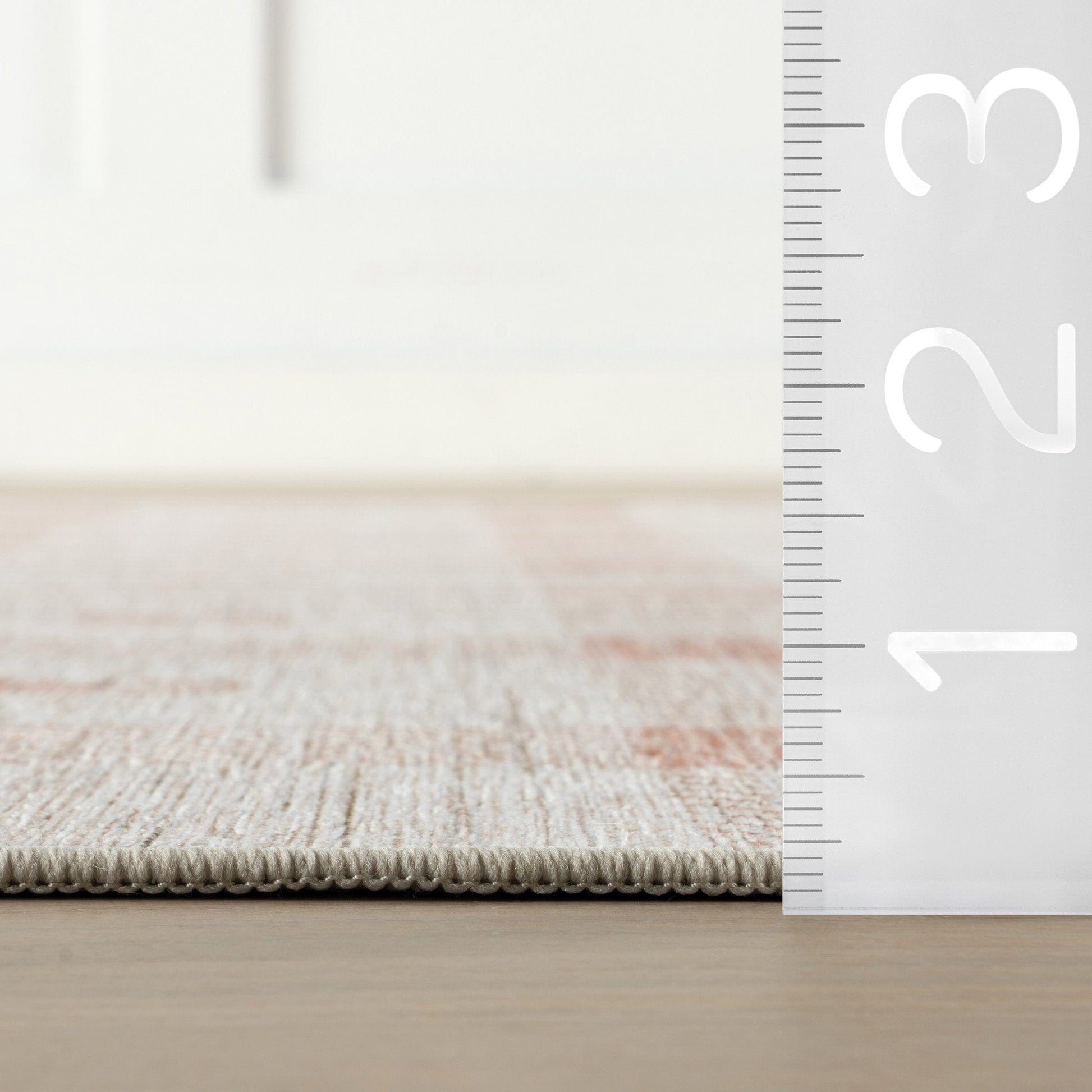 Elenica Peach Modern Plaid Machine Washable Rug Rugs 