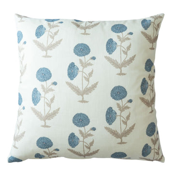 Ellie Blue Floral Block Print Pillow 22" Pillows 