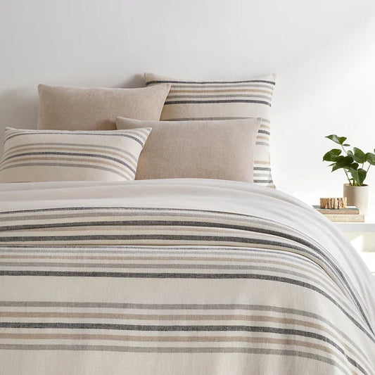 Ellison Stripe Linen Chenille Ivory Duvet Cover Duvet Covers 