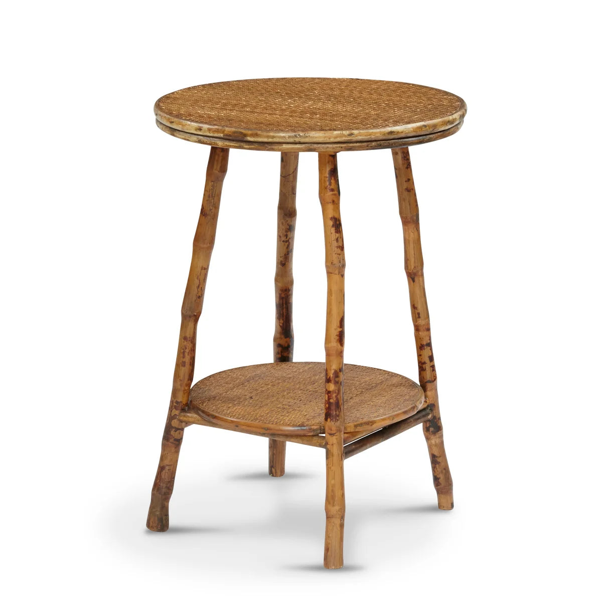 English Bamboo Side Table - Round Accent Tables 