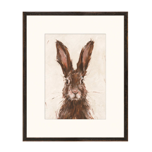 European Hare I- Glass Framed Framed Art 
