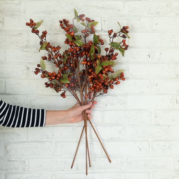 Faux Brown Berry Spray 27" Greenery 