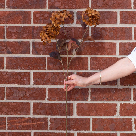 Faux Dried Brown Hydrangea Stem 30" Greenery 