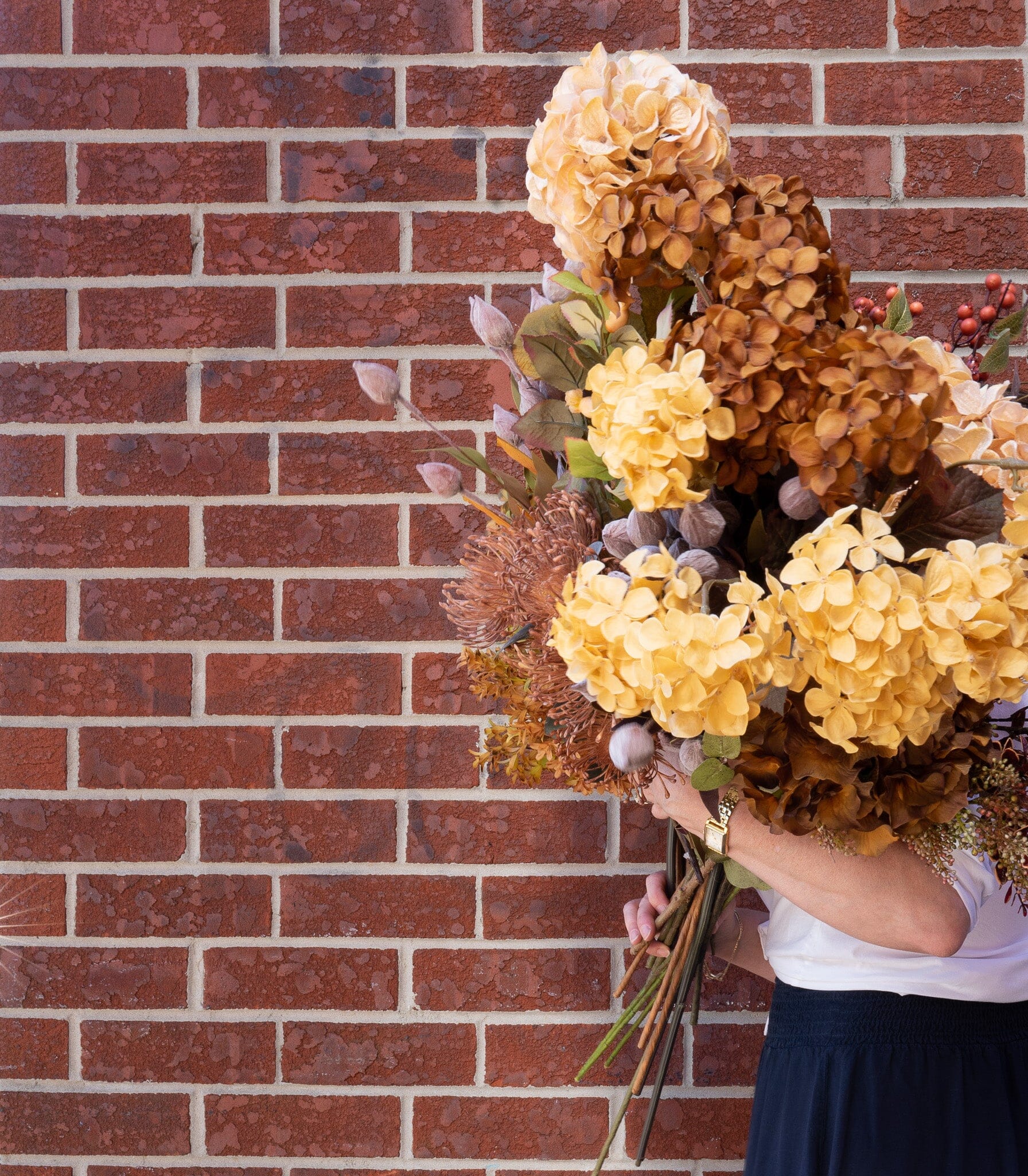 Faux Dried Cream Hydrangea Stem 30" Greenery 