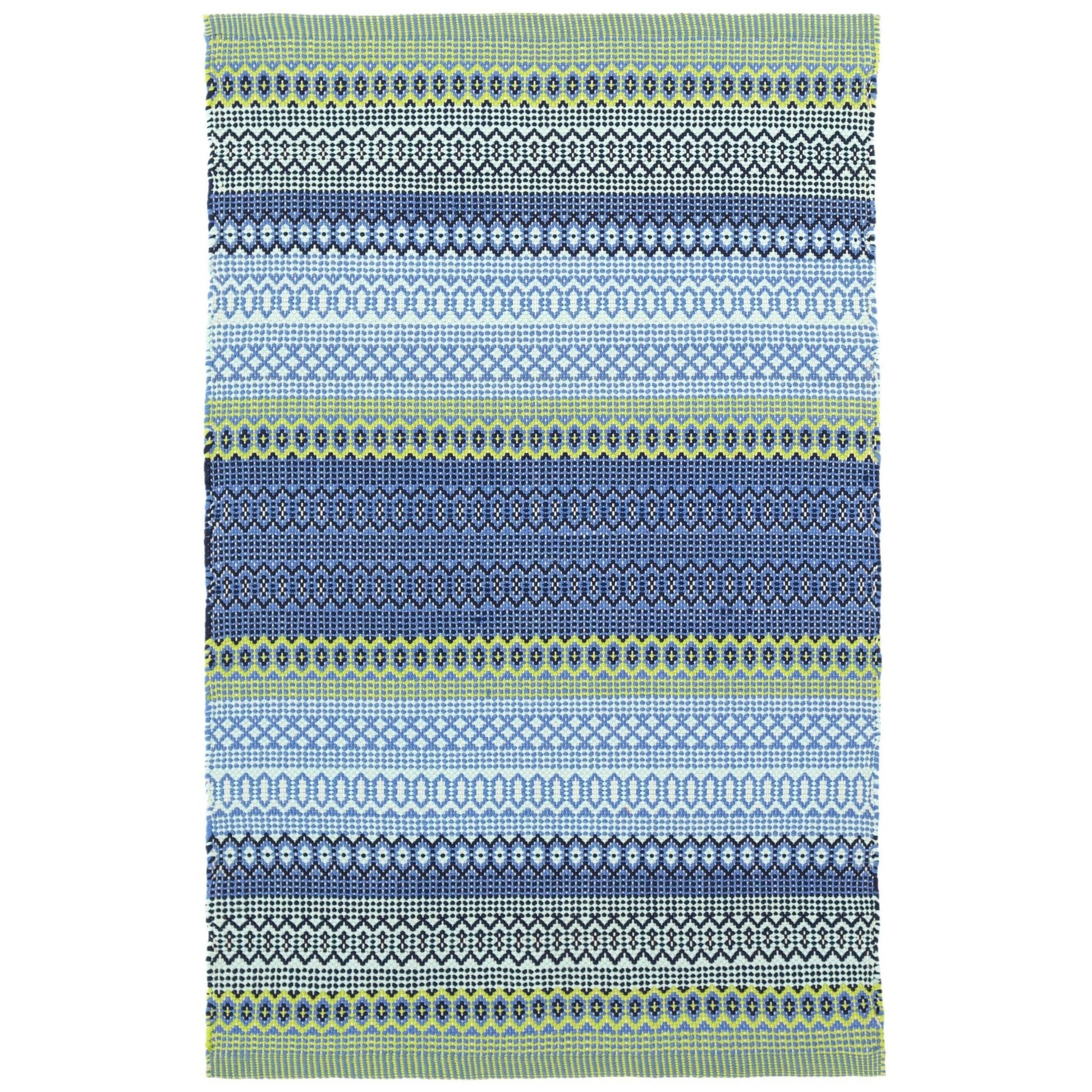 Fiesta Stripe French Blue/Green Handwoven Indoor/Outdoor Rug Rugs 