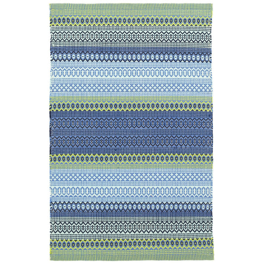 Fiesta Stripe French Blue/Green Handwoven Indoor/Outdoor Rug Rugs 