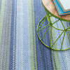 Fiesta Stripe French Blue/Green Handwoven Indoor/Outdoor Rug Rugs 