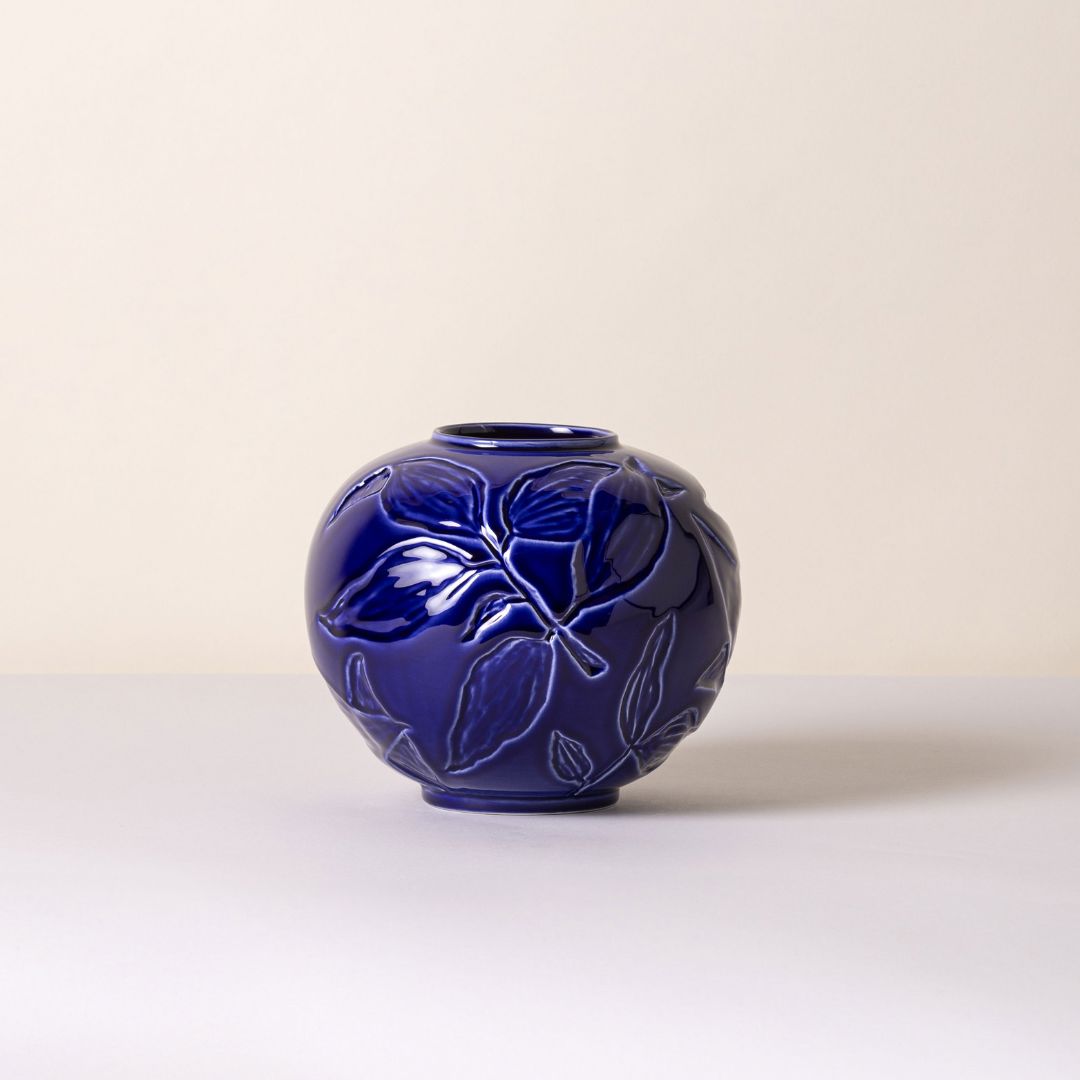 Florita Vase 15cm- Glazed Agate Blue Vases, Planters & Jars 