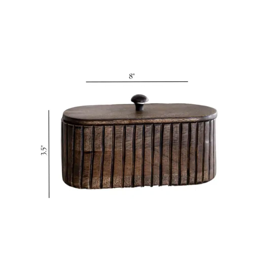 Fluted Mango Wood Box Objects & Accents 