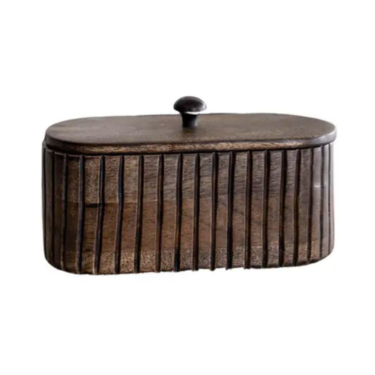 Fluted Mango Wood Box Objects & Accents 