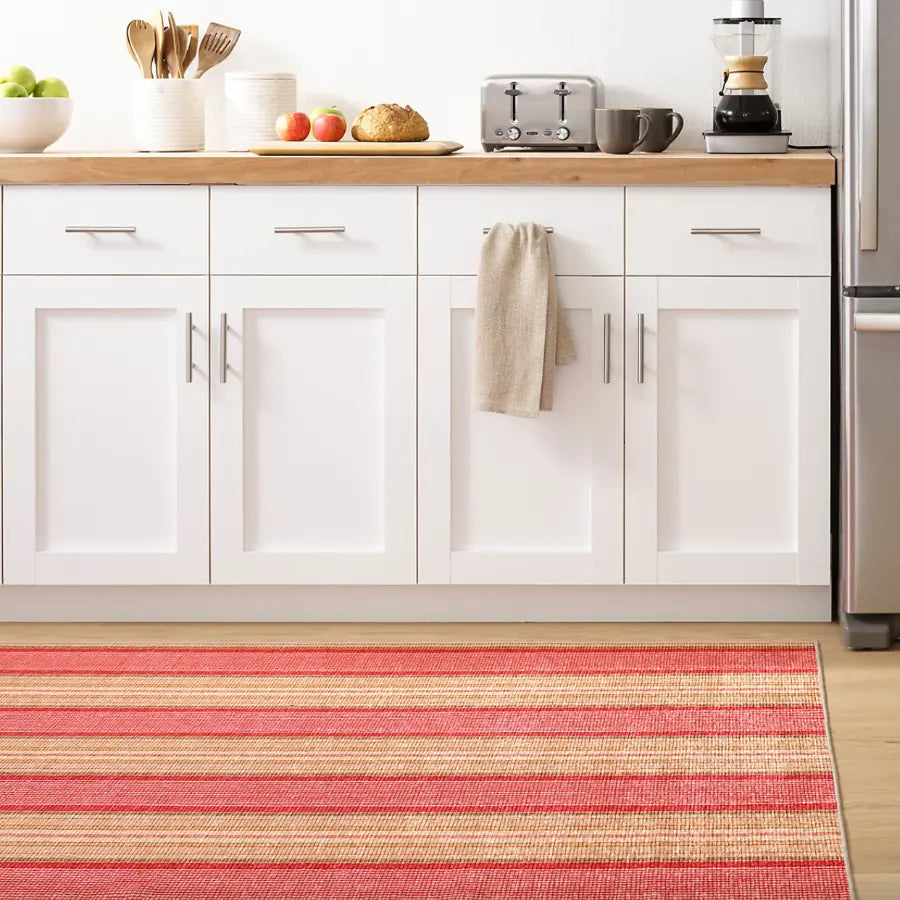 Framboise Ticking Multi Machine Washable Rug WASHABLE 