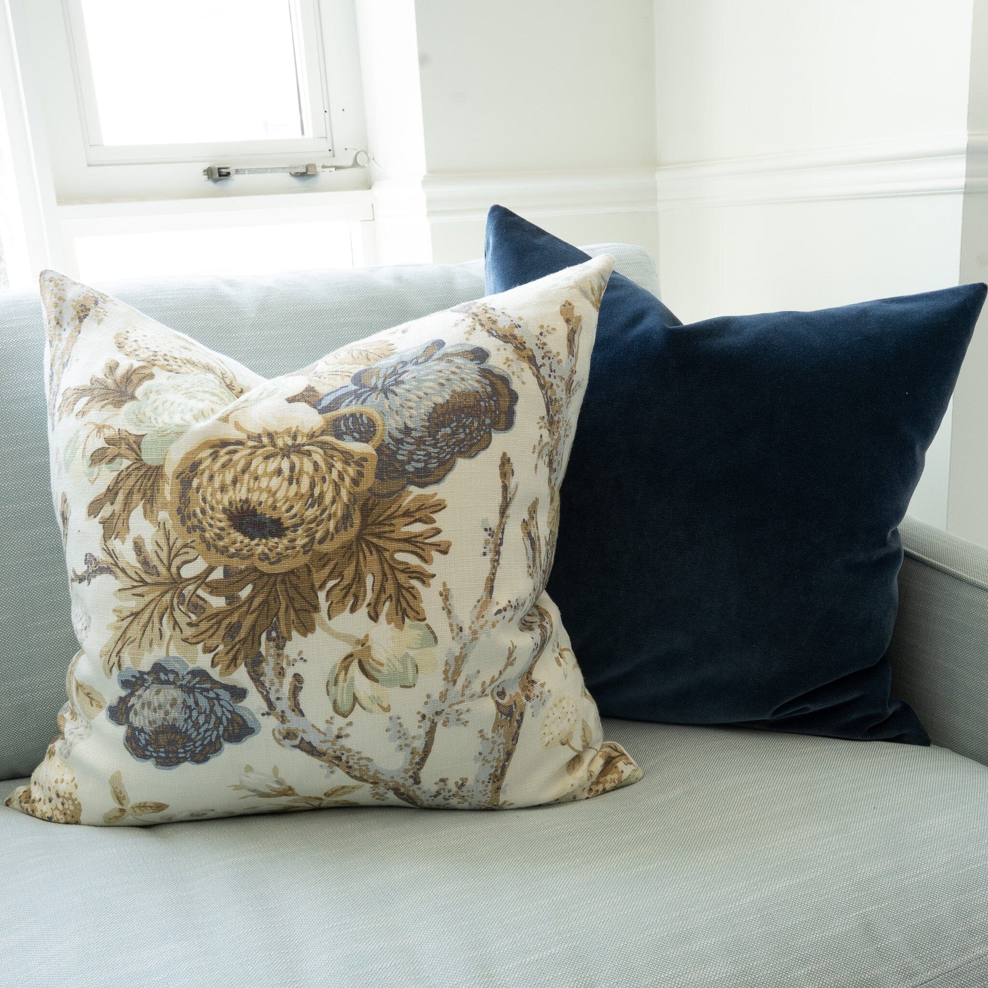 French Blue Prima Velvet Pillows 