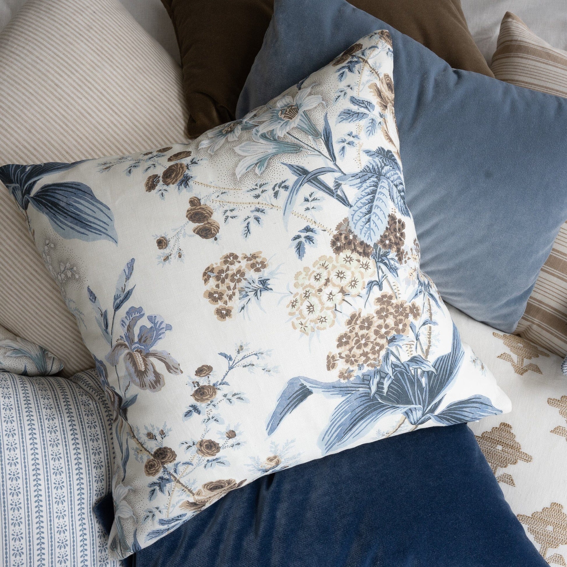 French Blue Velvet - Lumbar Pillows 