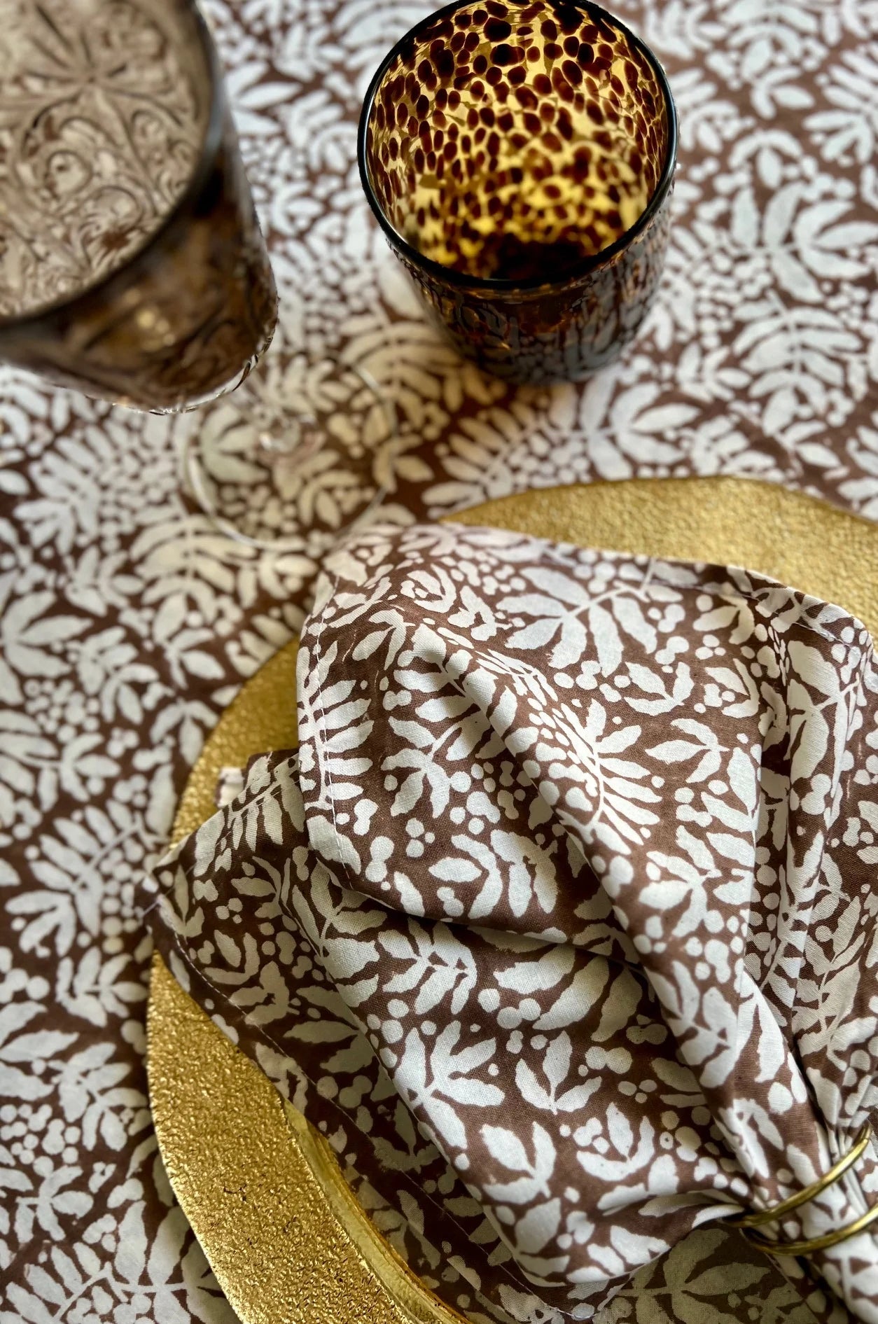 Gathered Tablecloth - Saddle Brown Linens 