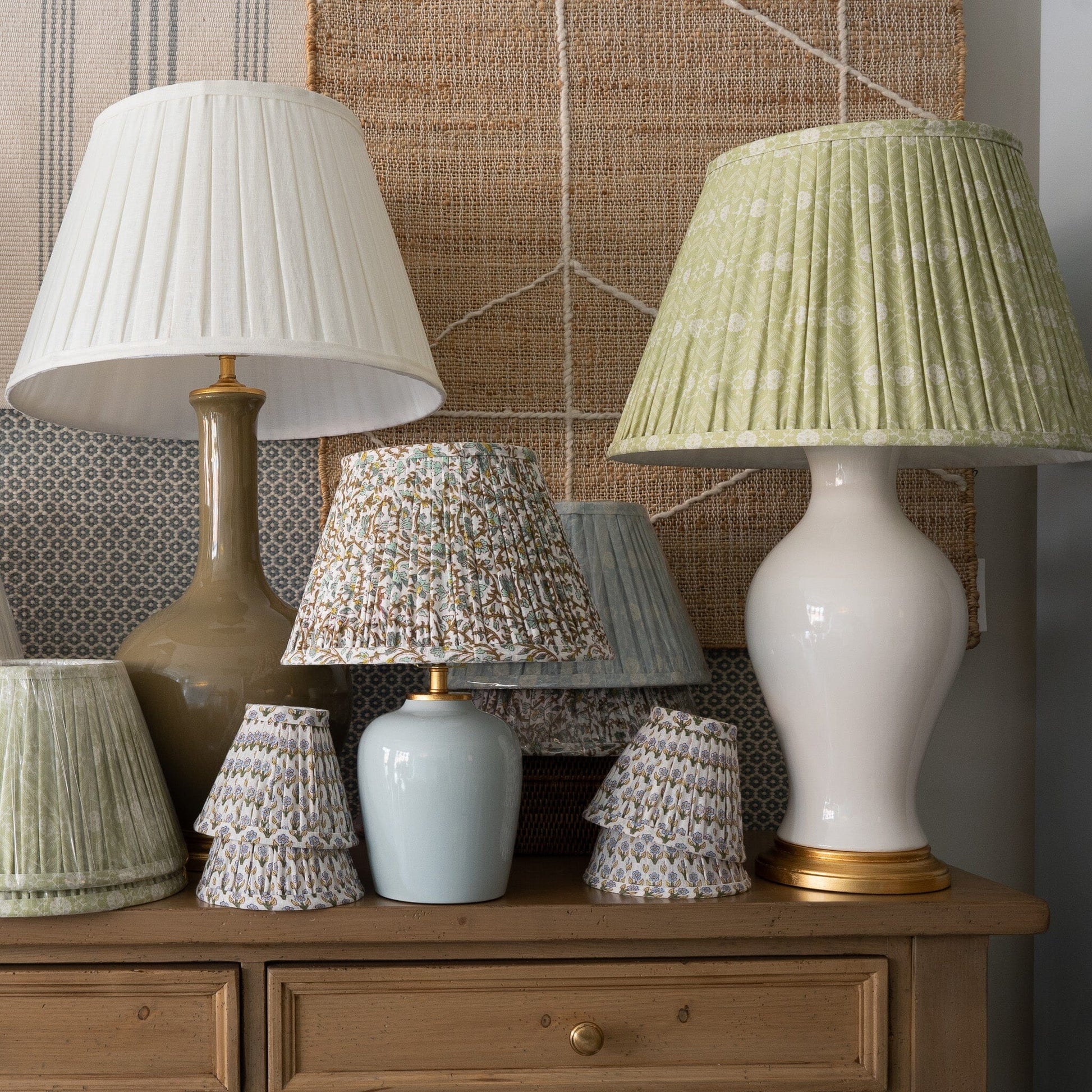 Gathered Tulipiere Lampshade - Pear Tables Lamps 