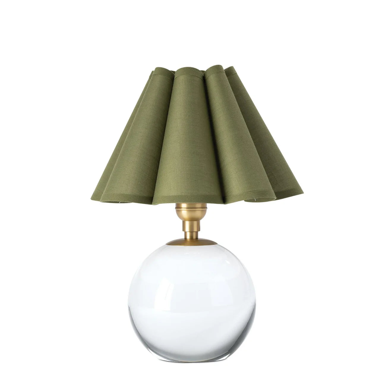 Giorgio Crystal Mini Lamp Table Lamps Green Scalloped Shade 