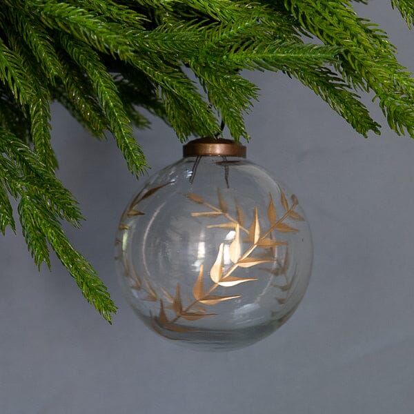 Glass Leaf Etched Ornament 3.5" Objects & Accents 