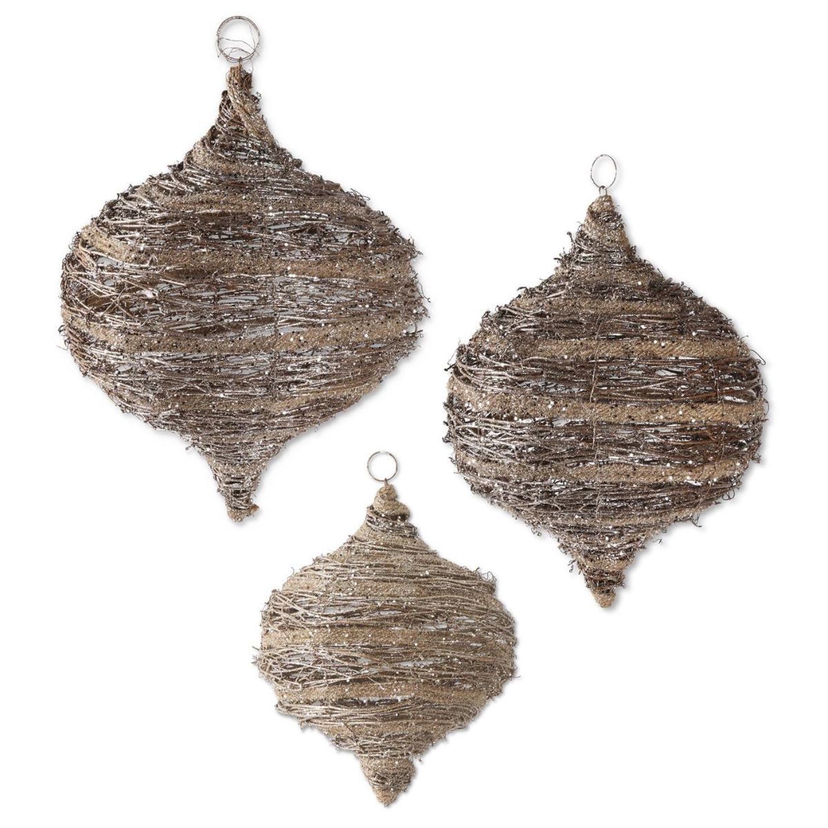 Glittered Rattan and Sisal Onion Ornament Objects & Accents 