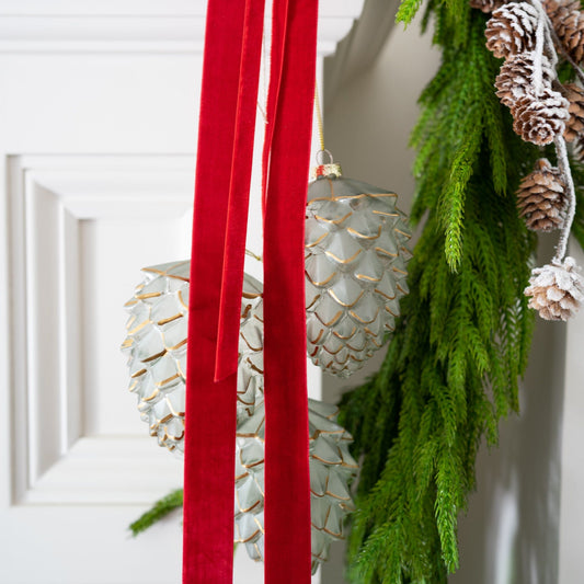 Gold Gilded Frosted Glass Pinecone Ornament- 5.25" Objects & Accents 