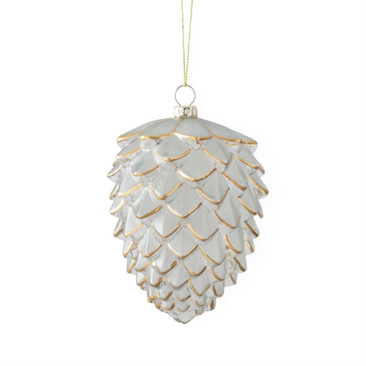 Gold Gilded Frosted Glass Pinecone Ornament- 5.25" Objects & Accents 