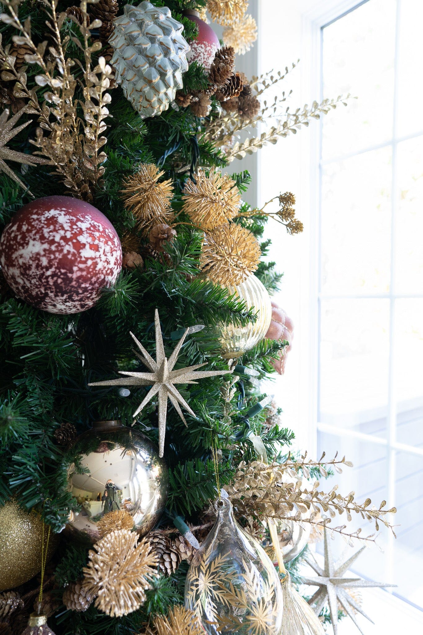Gold Gilded Frosted Glass Pinecone Ornament- 5.25" Objects & Accents 
