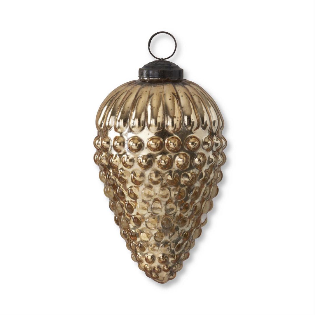 Gold Glass Pinecone Ornament- 6" Objects & Accents 