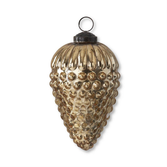Gold Glass Pinecone Ornament- 6" Objects & Accents 