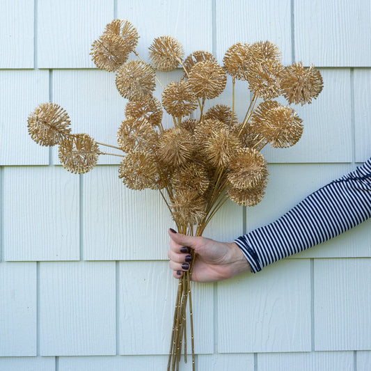 Gold Glittered Ball Stem- 26" Greenery 