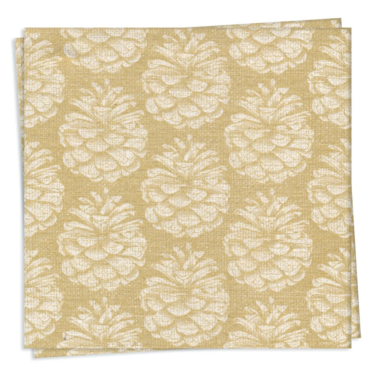 Gold Pinecone - Paviot Dinner Napkins Linens 