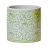 Green and White Scrolling Peony Cachepot Vases & Planters 