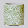 Green and White Scrolling Peony Cachepot Vases & Planters 