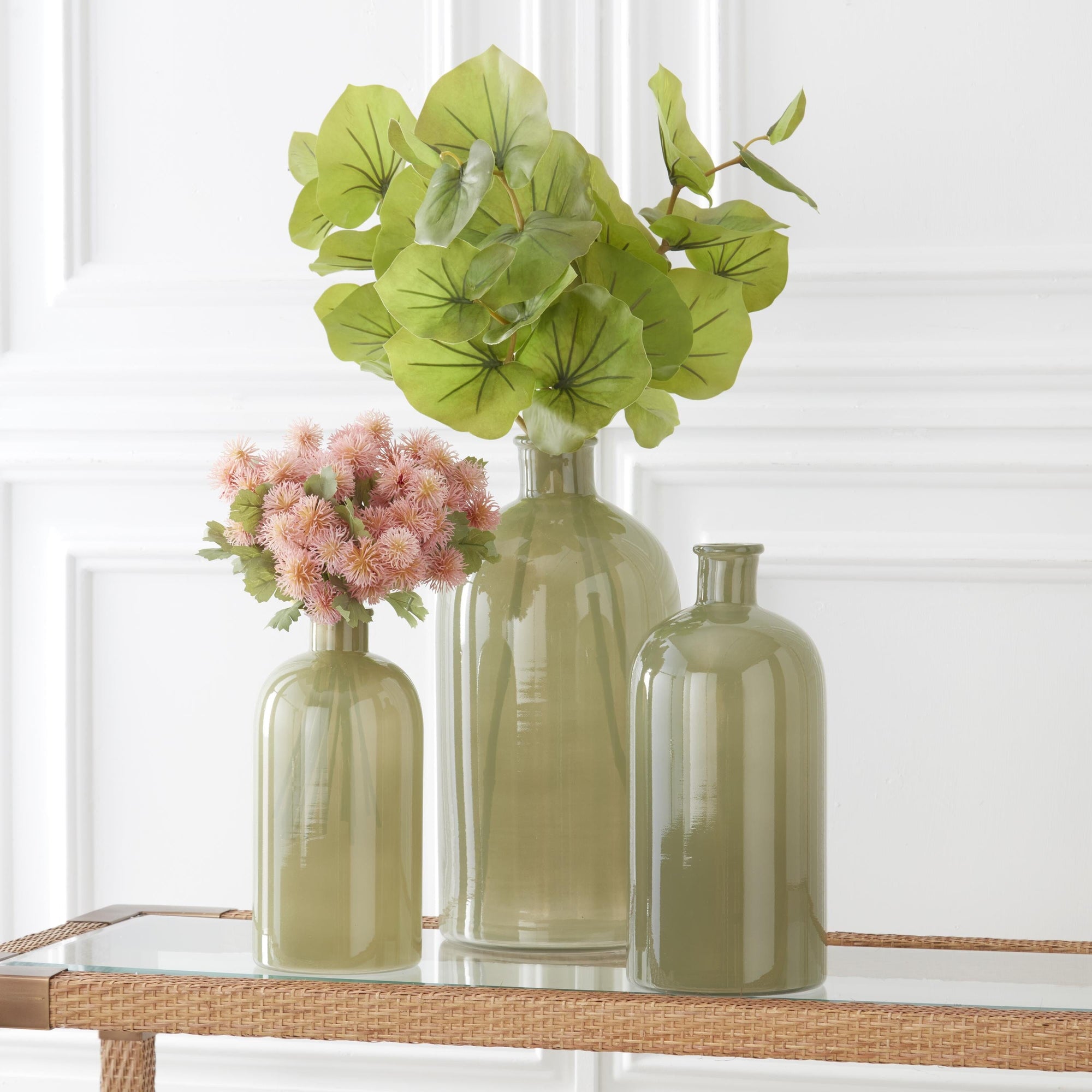 Green Glass Bottles Vases, Planters & Jars 