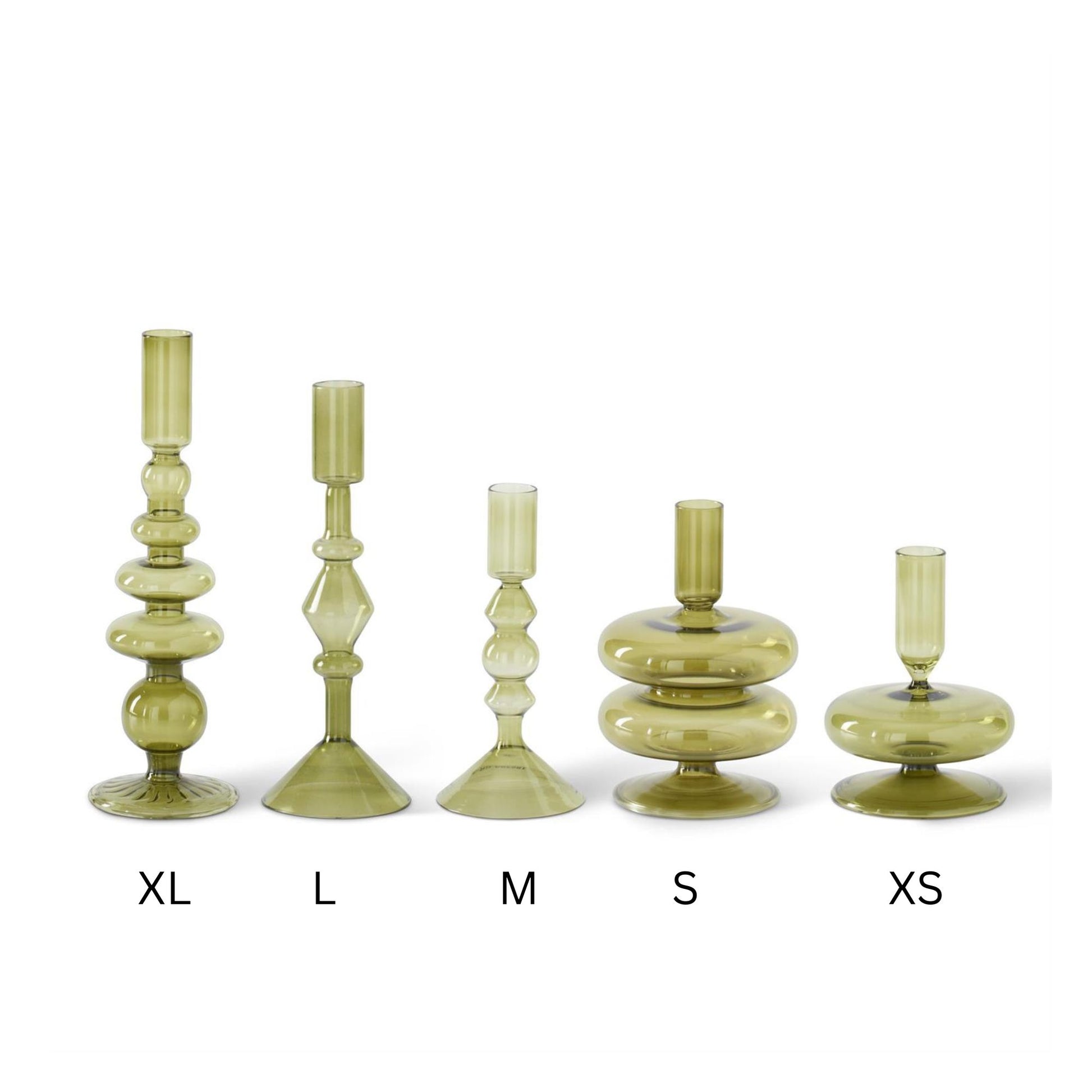 Green Glass Modern Taper Candleholders Objects & Accents 