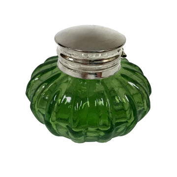 Green Swirl Glass Inkwell & Lid Objects & Accents 