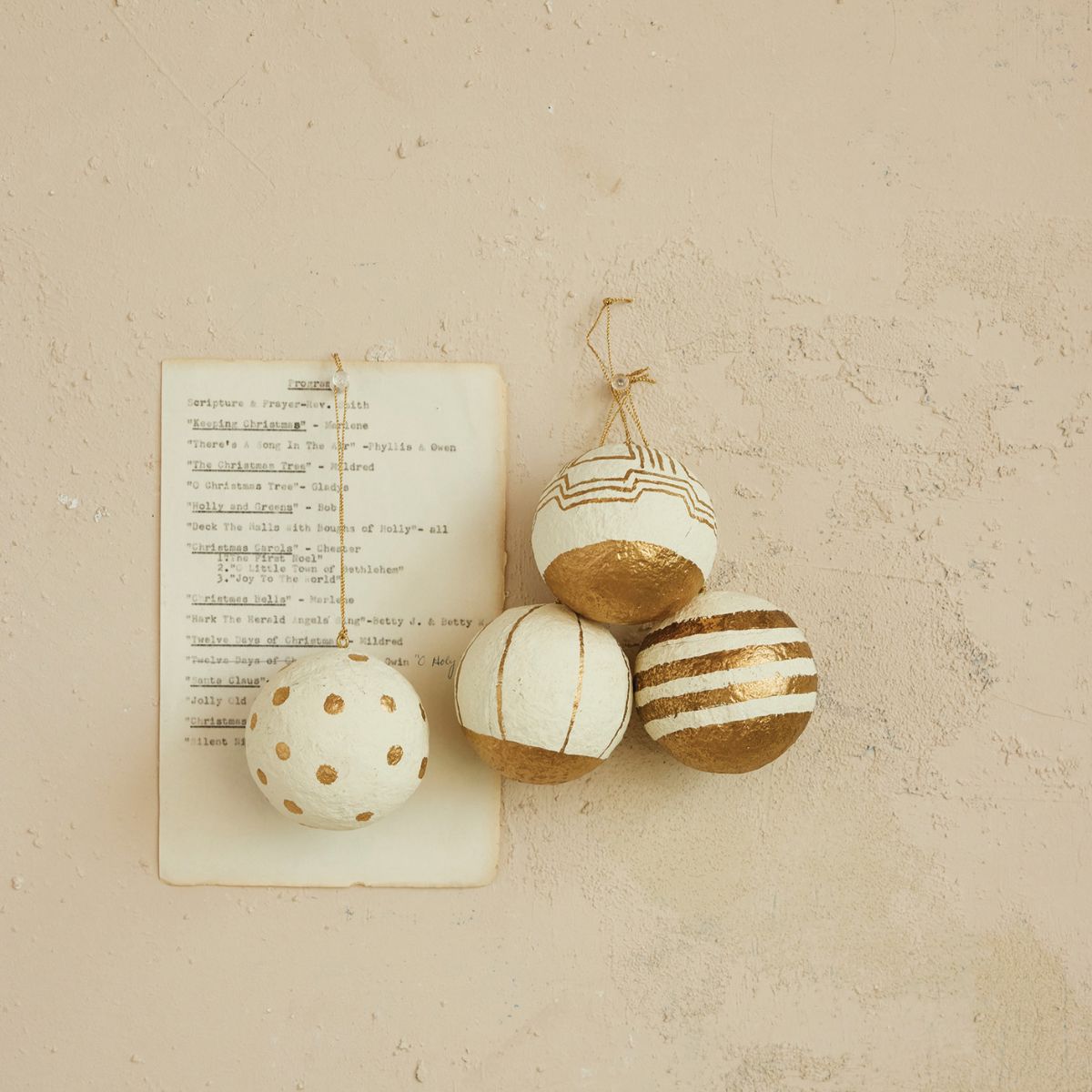 Hand-painted Paper Mache Ornaments Objects & Accents 