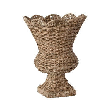 Hand-Woven Rattan Scalloped Urn Vases & Planters 