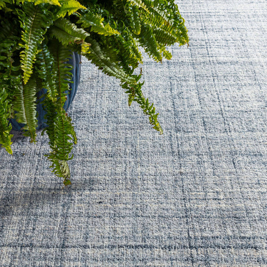 Harris Blue/Ivory Hand Micro Hooked Wool Rug Rugs 