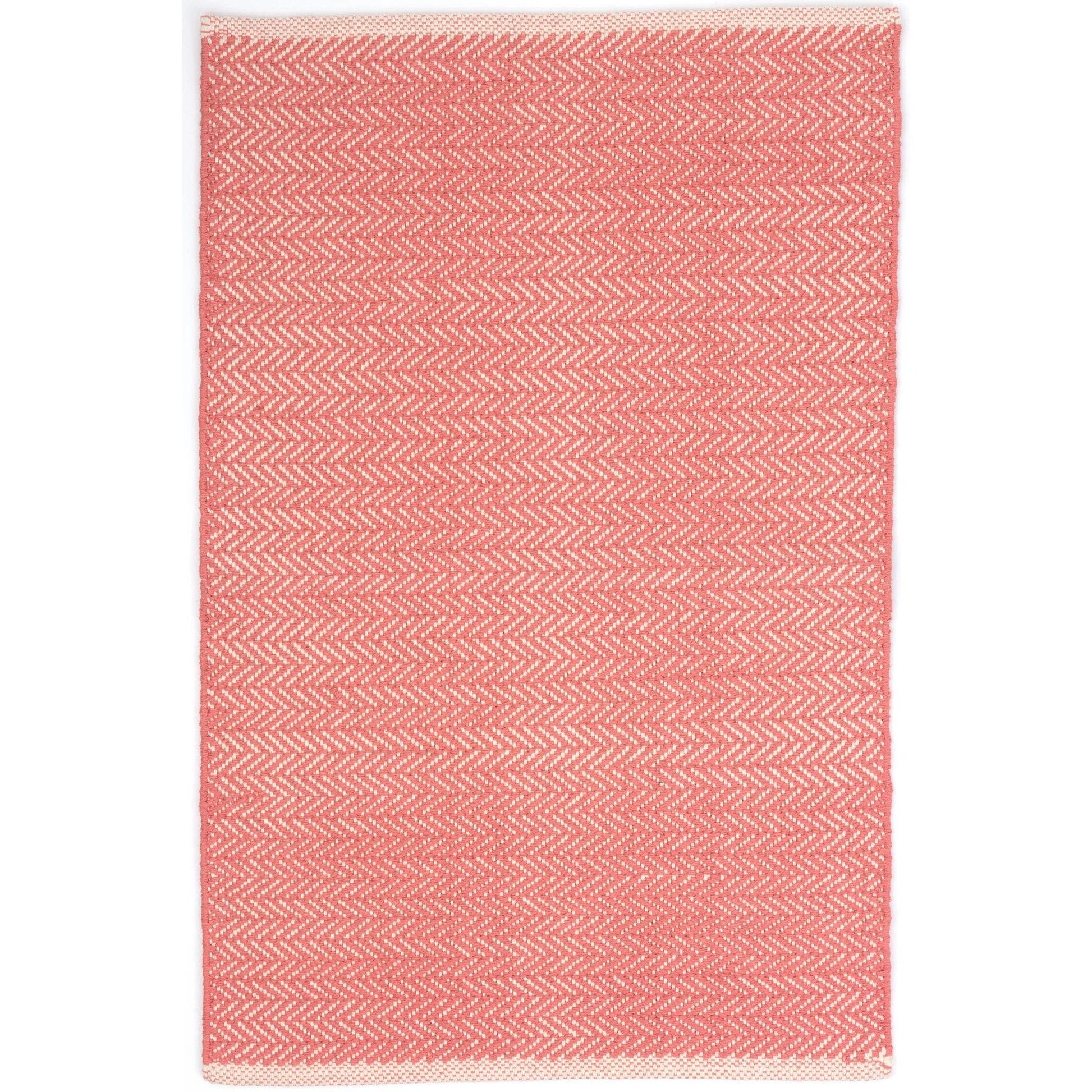 Herringbone Coral Handwoven Cotton Rug Rugs 