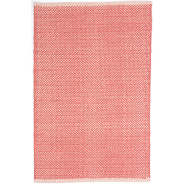 Herringbone Coral Handwoven Cotton Rug Rugs 