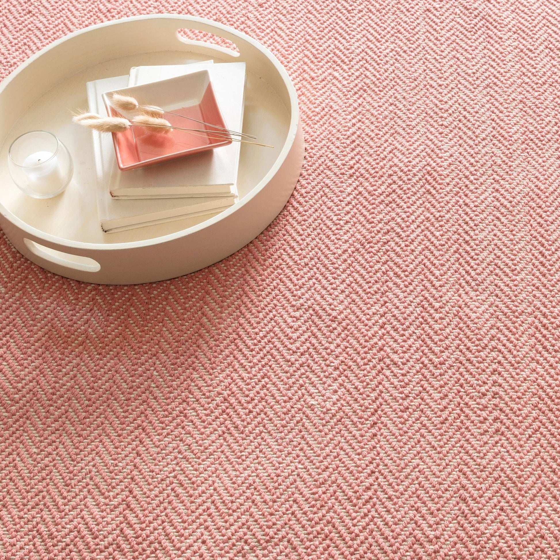 Herringbone Coral Handwoven Cotton Rug Rugs 