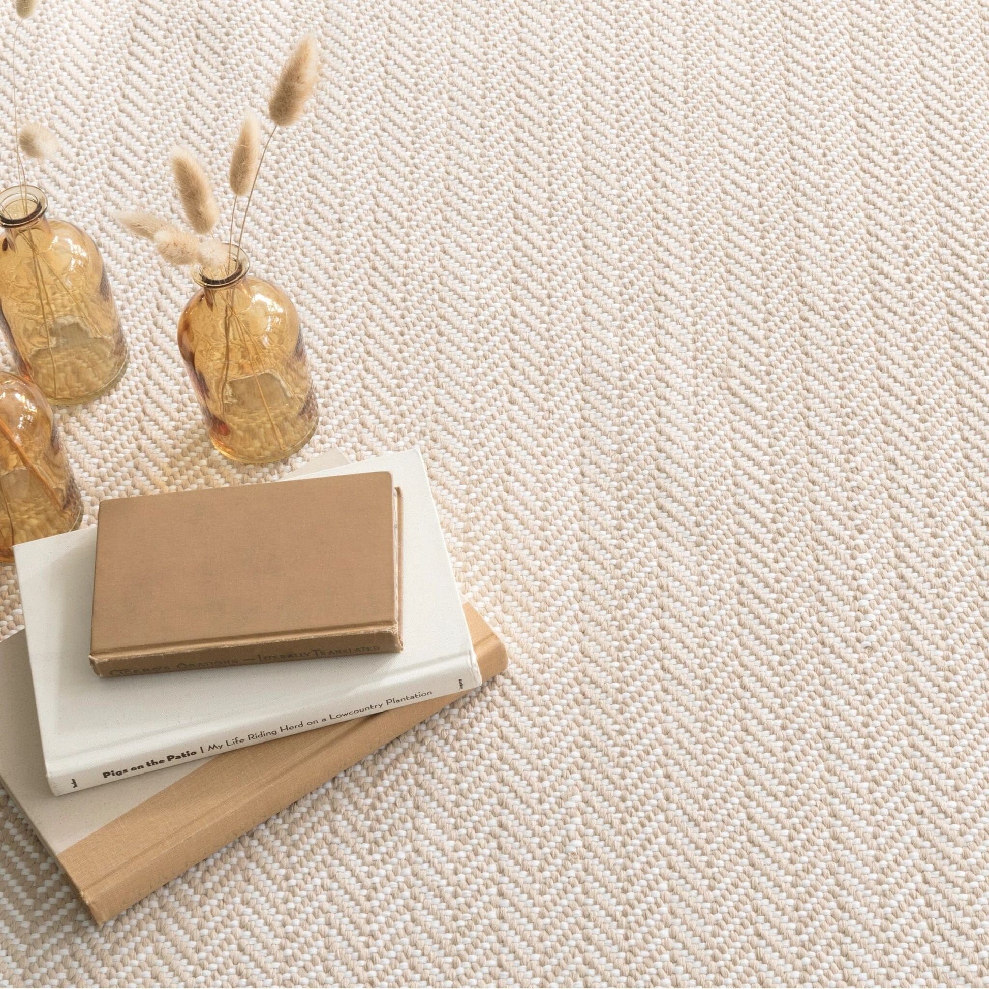 Herringbone Linen/White Handwoven Indoor/Outdoor Rug Rugs 
