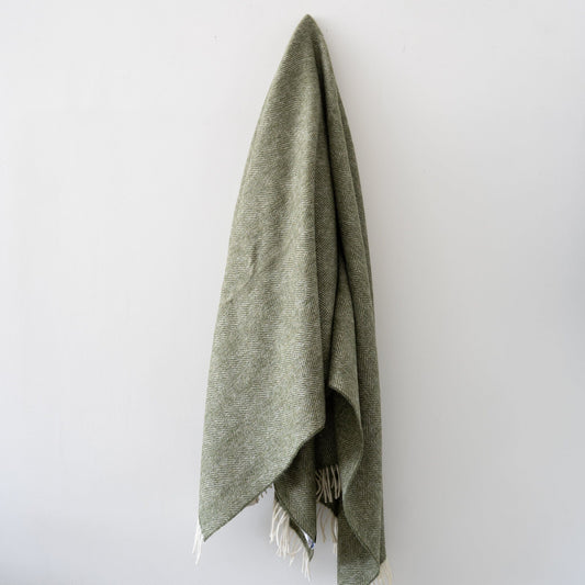 Herringbone Pure British Wool Throw - Green Throws 