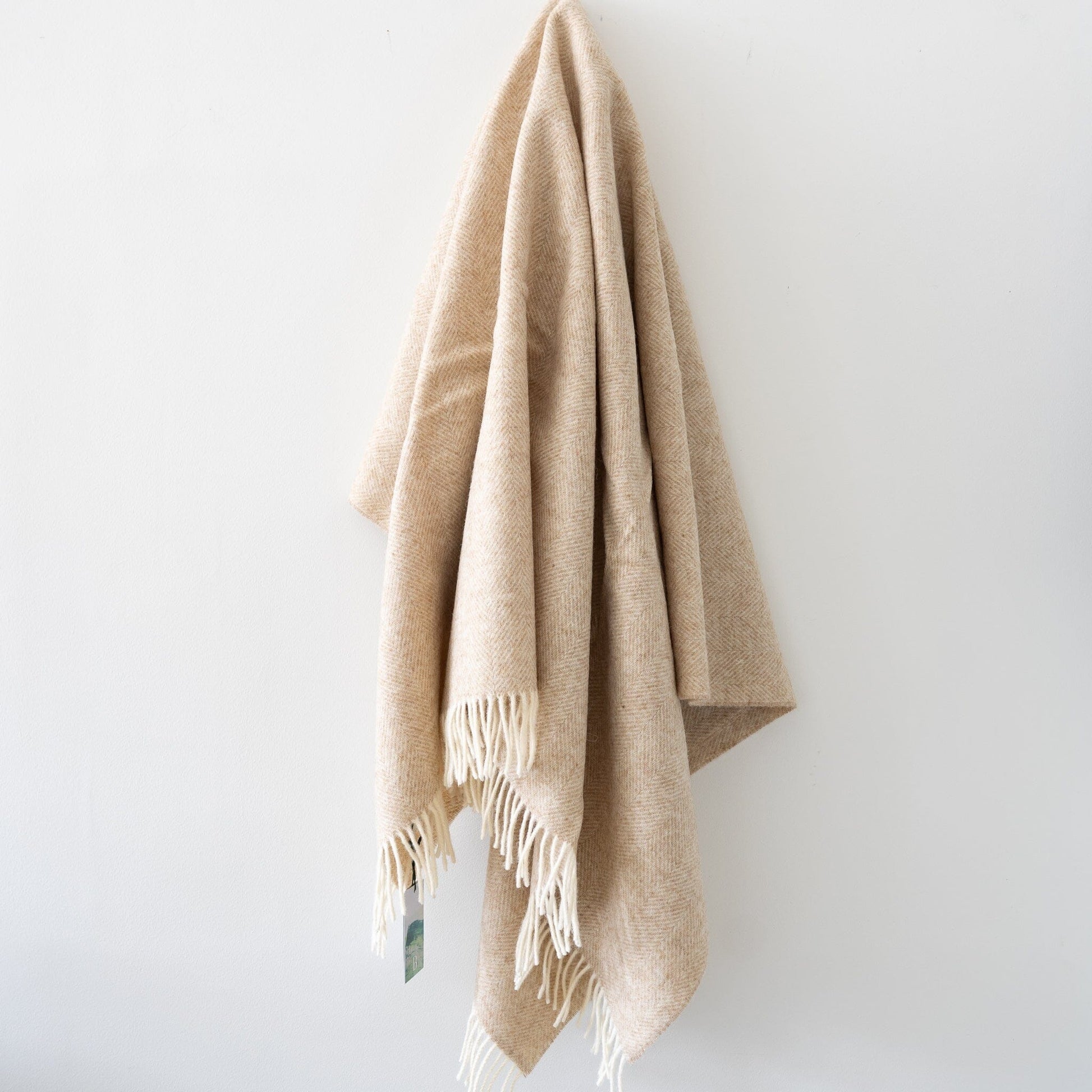 Herringbone Pure British Wool Throw - Natural Throws 