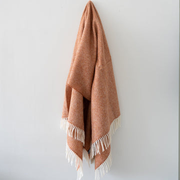 Herringbone Pure British Wool Throw - Terracotta Throws 