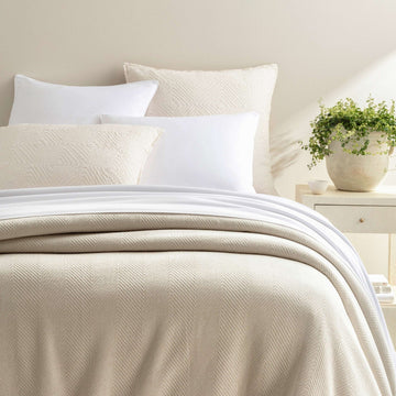 Herringbone White/Ivory Blanket Blanket 