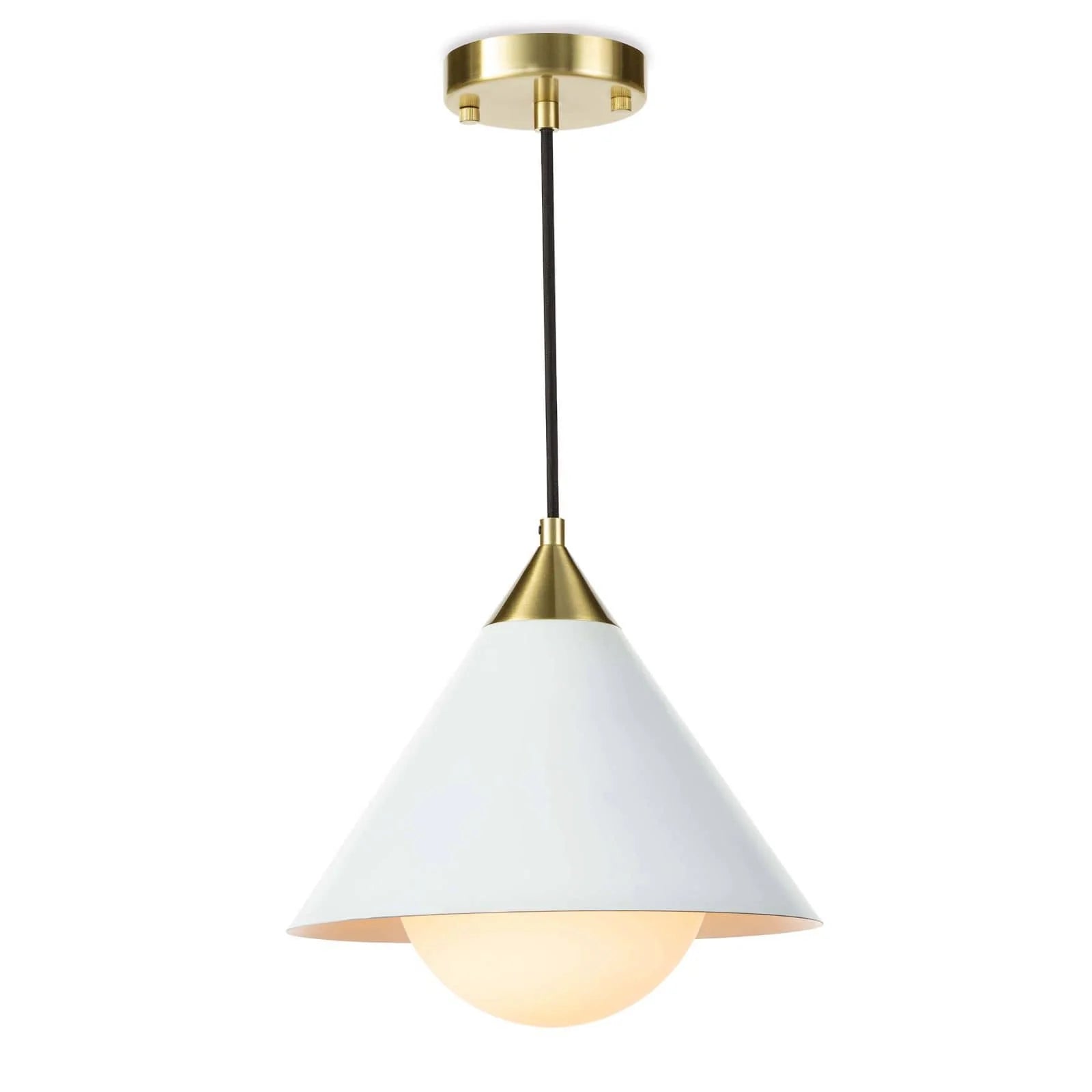 Hilton Pendant Pendants White and Natural Brass 