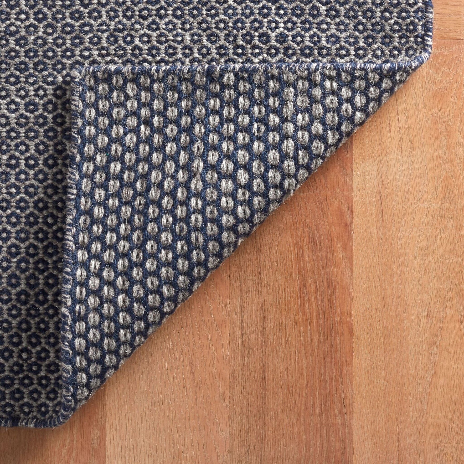 Honeycomb Indigo/Grey Handwoven Wool Rug Rugs 